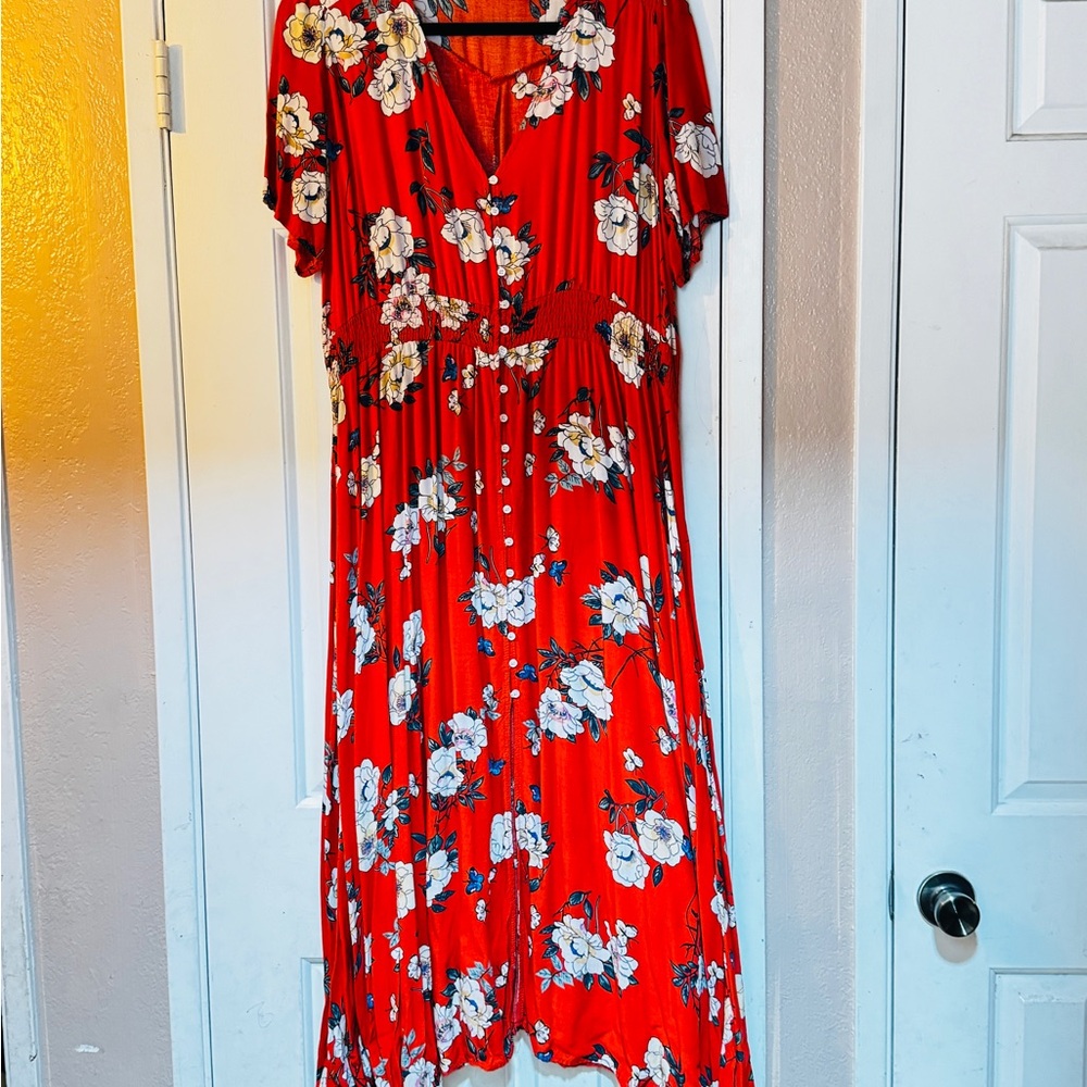 Floral Red Dress